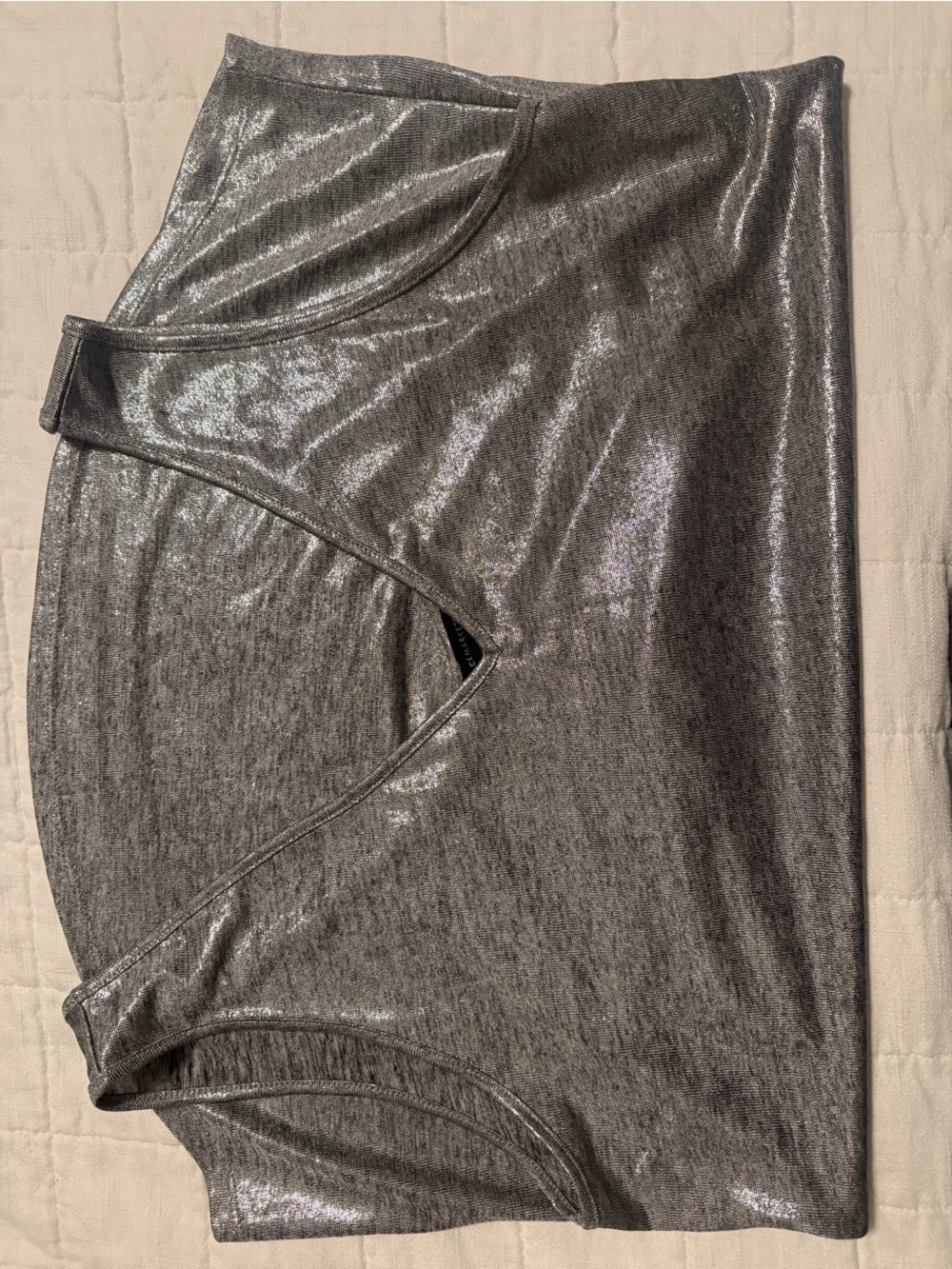 White House Black Market Silver Shimmer Knit Tank